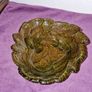 Vintage Indiana Glass Candy Dish Loganberry Berries & Leaves Triangular Green Image 8