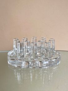 Mid Century Georgshutte Tea Warmer, Ice Glass Pot Stand