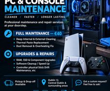 Pick-up & Drop-off! PC, Laptop & Console Full Maintenance Eur40 Deep Clean, Thermal Paste, Upgrades & Repairs in D12, City Centre, Surrounding Areas