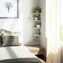 Corner Shelf Wall Mounted, 4 Tier Cat-shaped Corner Shelves Rustic Wood Floating Shelf Metal Corner Stand for Living Room Bedroom Kitchen Office and More White Image 2