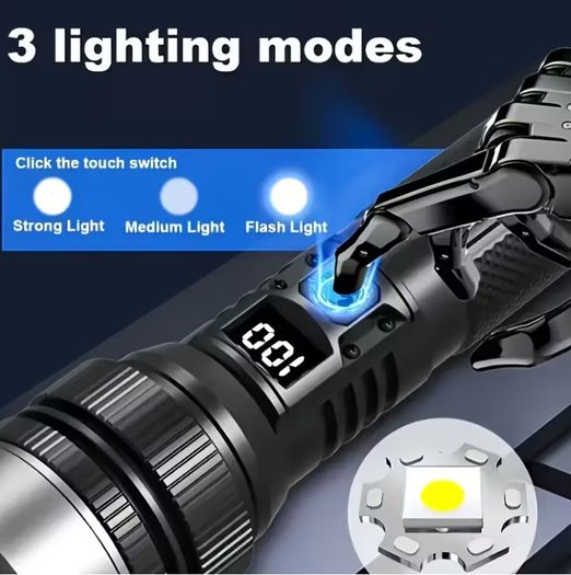 Ultra-Bright LED Flashlight with Digital Display
