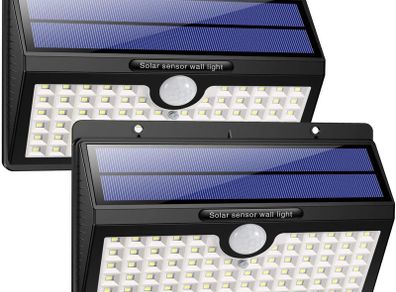 Solar Lights Outdoor, HETP Upgraded 78 LED Solar Motion Sensor Security Lights - Solar Powered Lights Waterproof Wireless Wall Lights Solar Lamps with 3 Intelligent Modes for Outside(2 Pack)