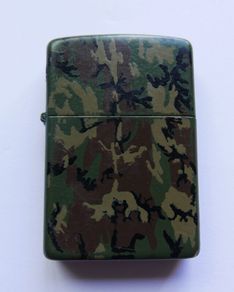 Vintage Zippo Lighter - Camo Camouflage Green Olive Drab Matte Finish