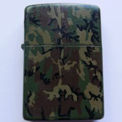 Vintage Zippo Lighter - Camo Camouflage Green Olive Drab Matte Finish