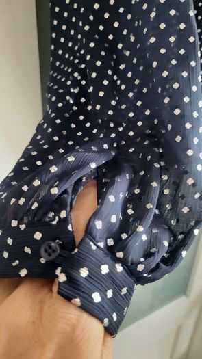 M&S navy layered high neck polka dot blouse Sz 16