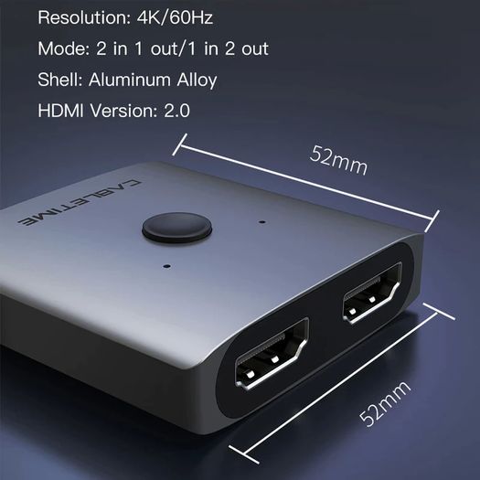 Cabletime 4K@60Hz HDMI 2.0 Bi-Directional Switch/KVM/Splitter Aluminum Alloy (Brand New/Warranty)