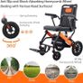 Ultra-Light Transport Wheelchair, Folding Portable Wheelchair with Hand Brake, Trolleys for Elderly Aircraft Travel, Wheelchairs for Adults (with Travel Bag/Backbag) (with Telescopic Handle) Image 7