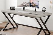 Grey Desk Industrial Wood Home Office Computer for Bedroom Farmhouse Metal Wooden Study Work PC Gaming Writing Table Modern Simple Executive with Storage 55 Inch Light Gray