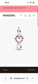 Pandora Connected Hearts & Red Stones Dangle Charm