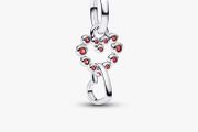 Pandora Connected Hearts &amp; Red Stones Dangle Charm