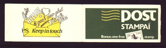 1984 Ireland IR2 Keep in Touch Definitive Stamp Booklet Mint Never Hinged (MNH). Hibernian HB24