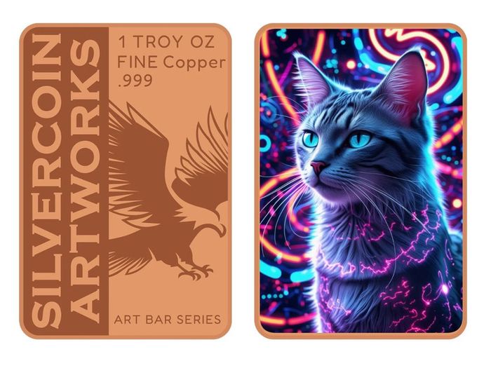1 Troy Oz Copper Art Bar Fantasy Animals Serie