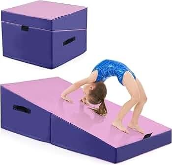 Slanted Gymnastics Mat, Wedge-shaped Soft Floor Mat, Foldable, 2-in-1 Gym Mat with Carry Handle, Sports Mat, Fitness Mat, Children for Home, Gym