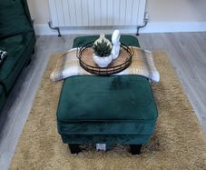 2 Year old Stylish Green Velvet Sofa Set with Footstool in  Excellent Condition