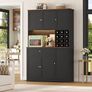 Kitchen Cabinet 180 cm Buffet Cabinet with LED Sideboard for Kitchen with Power Strip Kitchen Cabinet with Worktop and Wine Rack for 12 Bottles Kitchen Buffet Kitchen Furniture 180 x 100 x 39  N Image 2