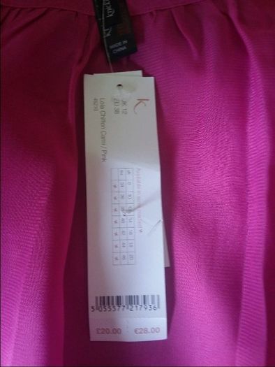 BNWT Pink Lola Chiffon Cami/Pink by Knickerbox size UK12 EUR38/40 Postage included