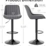 Bar Stools Set of 2 PU leather Waterproof Swivel Barstools with Backrest, Dark Grey Image 4