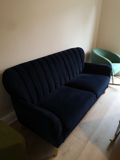 Sofa Navy Blue Velvet 3-Seater