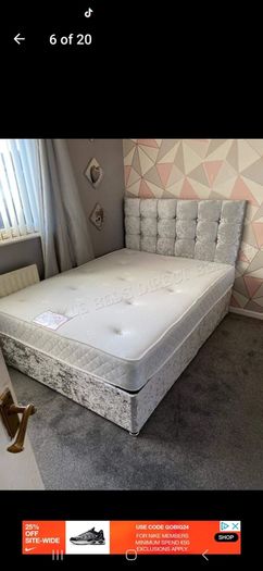 Double divan bed with mattress