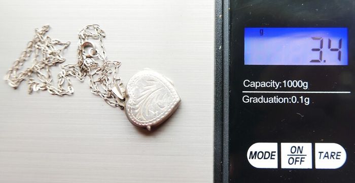 Vintage Solid 925 Sterling Silver Dual Photo Heart Locket Necklace length 20" - 3,4g