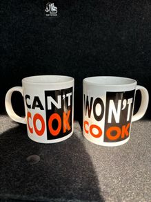 Vintage BBC Can't Cook Won't Cook Mugs