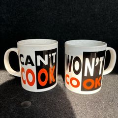 Vintage BBC Can't Cook Won't Cook Mugs