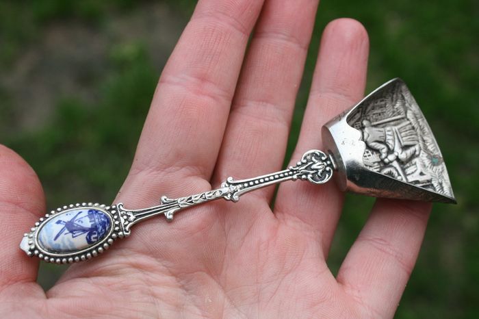 Dutch Silver Souvenir Spoon Shovel With Windmill On Handle Holland 4,5 Long