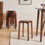 4pcs Solid Stackable Wood Round Stool, Shoes change Dressing Stool for Living Room, Dining Room, Kitchen, Classroom, 27/27/45CM Brown Image 4