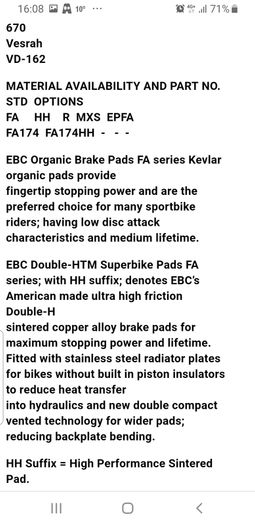 Ebc Sintered Metal Brake Pad - Fa442/4hh  Yamaha