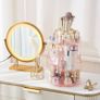 Pink Rotating Makeup Organiser Crystal 360 Rotation Cosmetic Storage Holder Makeup Turntable Spin Display Stand Bathroom Bedroom Vanity Dressing Table Gift Girl Lady Women Image 3