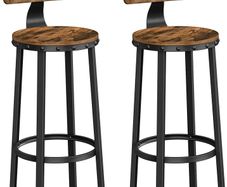 _Set of 2 bar stools, kitchen chairs with sturdy metal frame, seat height 73.2 cm, easy assembly, industrial design, vintage brown-black