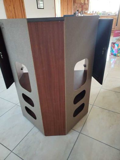 Television Unit - TV Wooden Corner Unit with folding doors & Pull Down Glass Cabinet Door - For Kitchen, Bedroom, Sitting, Lounge, Conservatory / Sun Room etc in your house