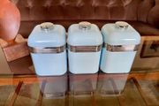 3 Swan Retro Enamel Airtight Storage Containers Powder Blue 1 litre