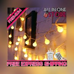 Globe String Lights Waterproof, 15M/49ft 120 LED Fairy Lights Plug in, 8 Modes Christmas Lights Outdoor/Indoor, Garden Lights for Patio, Gazebo, Bedroom, Party Decorations (FREE SHIPPING)