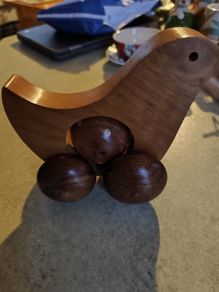 Play train wood bird movable wheels and ball 70s
