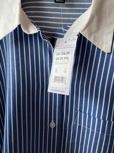 shirt bnwt new look blue & white striped shirt size 12 oversized rrp 39 euro