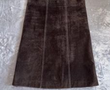 Vintage Y2K Real Suede Chocolate Brown Midi Skirt 100% Suede A-Line Boho Indie UK8