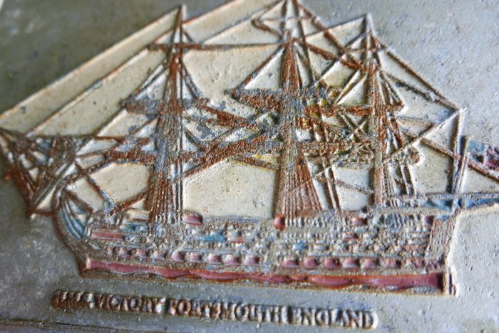 HMS Victory , Portsmouth , Vintage aluminum plate 10" x 6,5"