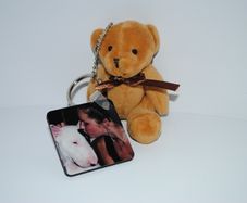 Personalised photo keyring with teddy bear keychain