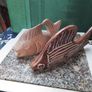 Two Stone Carved  Fish & a Stone Carved Bud Vase Image 3