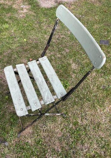 Pair of 1930s Vintage Green Folding Garden Chairs