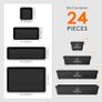 24pcs Drawer Organiser Set, Office Desk Drawer Dividers, Makeup Trays Plastic, Black Dresser Storage Bins Separation Box for Bathroom, Toolbox, Cosmetic, Jewelries and Gadgets, Bedroom Image 5