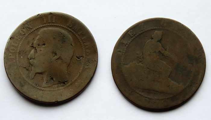 Antique France Spain Coins - 19th Century