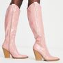 ASOS DESIGN Catapult Heeled Western Knee Boots Pink Croc Size 5! Image 4