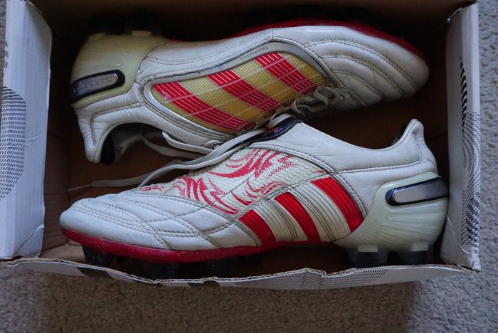 Football Boots Adidas Predator X White/Red Beckham (2009) Size 7.5UK FG