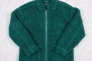 Missguided Dark Teal Green Sherpa Teddy Fleece Zip Jacket 8UK/36EU
