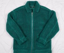 Missguided Dark Teal Green Sherpa Teddy Fleece Zip Jacket 8UK/36EU