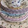 Set of 20 pcs Vintage Staffordshire Oakwood Floral with Burgundy Rim England Image 3