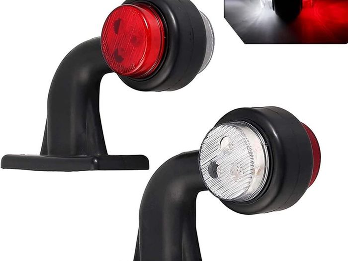 2pcs Elbow LED Side Marker Lights 12-30V Waterproof Trailer Side Marker Lamp Double Side Warning Light White/Red for Truck Trailer Lorry RV Caravan