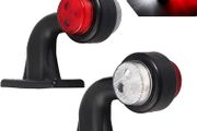 2pcs Elbow LED Side Marker Lights 12-30V Waterproof Trailer Side Marker Lamp Double Side Warning Light White/Red for Truck Trailer Lorry RV Caravan